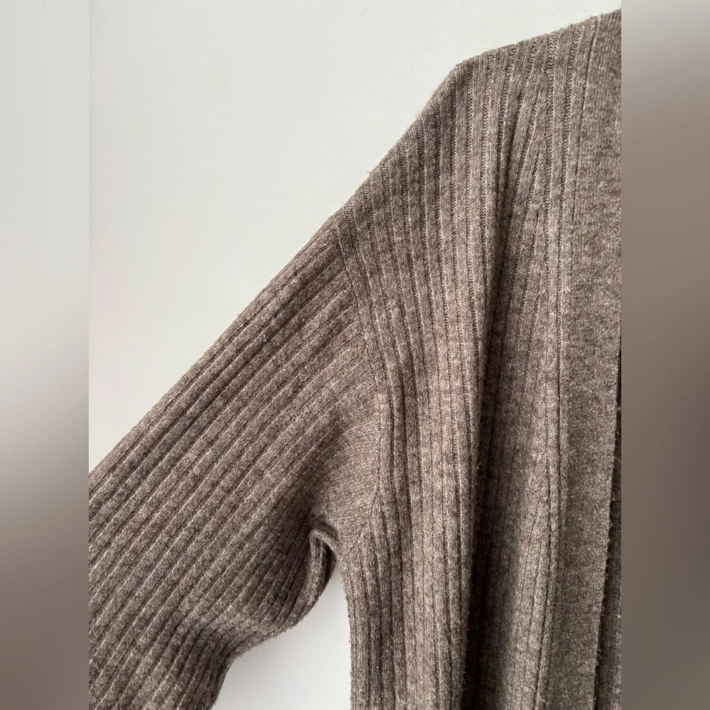 H&M Long Ribbed Duster Cardigan  Balloon Sleeve Cozy Layer L - Picture 5 of 10